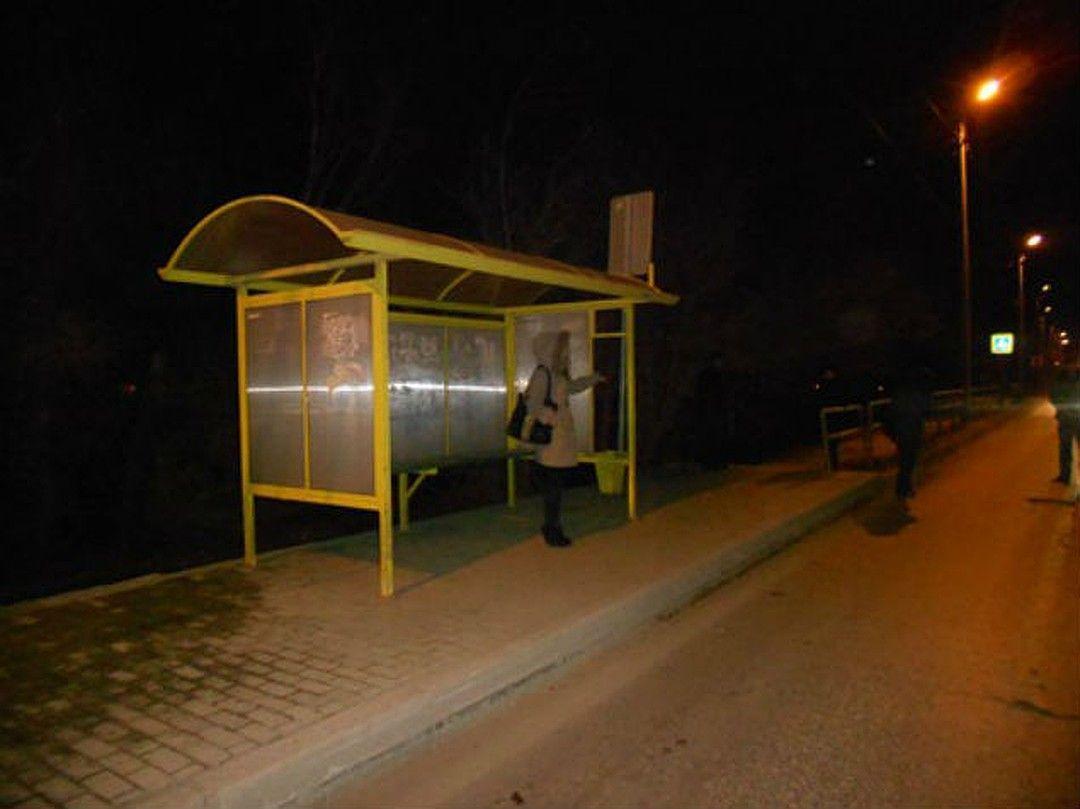 Остановка угрожать. Автобусная остановка с фонарем. Автобусная остановка ночью. Фонарь на остановке. Остановка вечером.